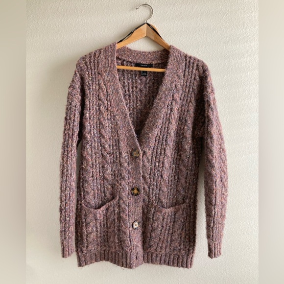 Forever 21 Sweaters - Forever 21 Dusty Rose Knit Cardigan Size S Button Front Pockets